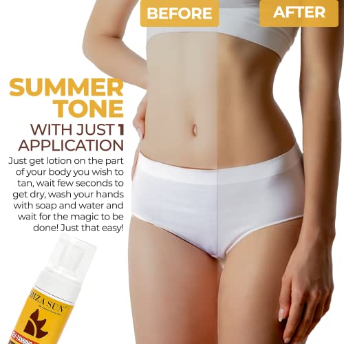 Self-Tanning Mousse with Organic DHA + Aloe Vera, Quick Dry, Paraben-Free, Vegan & Cruelty-Free, Natural-Looking Tan for Face & Body