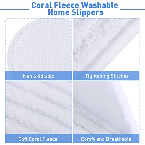 White Medium Coral Fleece Spa Slippers 12 Pairs Reusable Home & Hotel Use