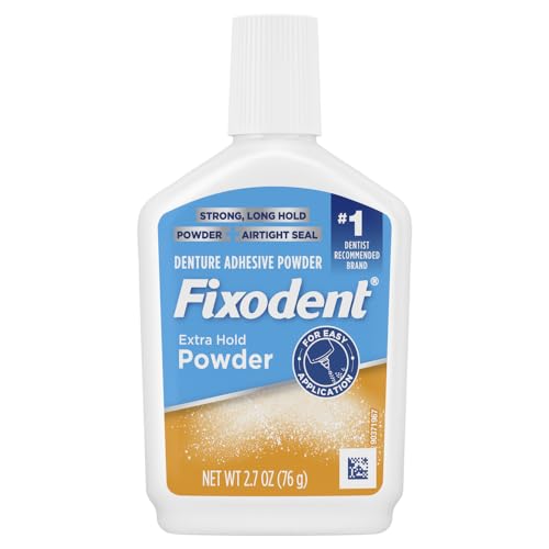 Fixodent Extra Hold Denture Adhesive Powder 2.7 Oz Pack of 4 - Strong All Day Hold