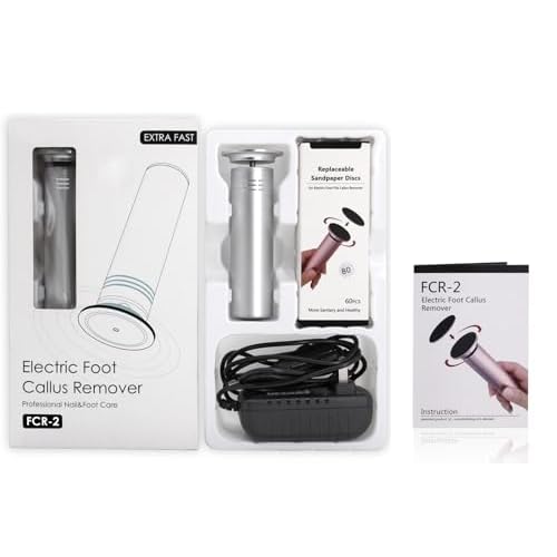 Upgraded Electric Foot Callus Remover 1200rpm, Professional Electric Pedicure Tools Foot Filer Sander for Dead Skin Cracked Heels, Adjustable Speed, 60 Replaceable Sandpaper Discs, FCR-2 Silver