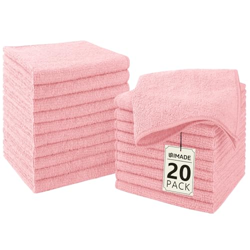 Washcloths - 20 Pack - Face Towels (12" x 12"), Highly Soft Wash Cloths and Hand Towels, Fast Drying Multi-Purpose Microfiber Cleansing Cloths for Bathroom, Hotel, Spa, and Salon - Pink