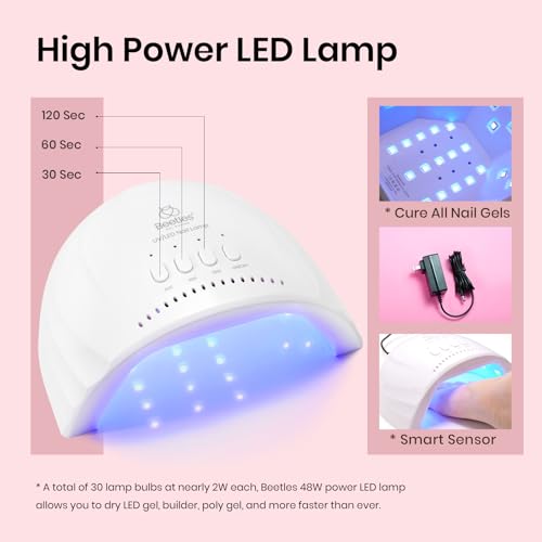 Beetles Gel Nail Polish Kit with UV/LED Light - Hot Pink Magenta, 6 Colors