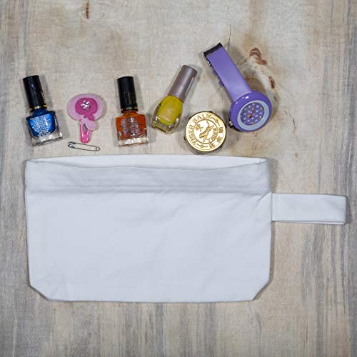 Organic Cotton Canvas Zipper Pouch - Heavy Duty Canvas Tool Pouch - Sturdy Canvas Coin Bag - White Makeup, Cosmetic, Toiletries, Stationery, Pencils, Travel, Fabric Zipper Bag (4 White)