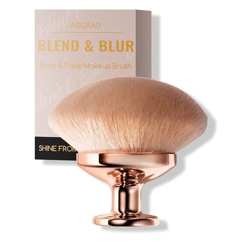 Upgraded Blend & Blur Body Makeup Brush for Self Tanner Tanning Lotion Sunscreen Applicator for Back Leg Makeup, Kabuki Foundation Brush for Liquid Beauty Supreme Cream Bronzer Brush for Face, Gold