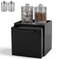 Disposable Face Towels Holder Set with 2 Qtip Organizers - Black