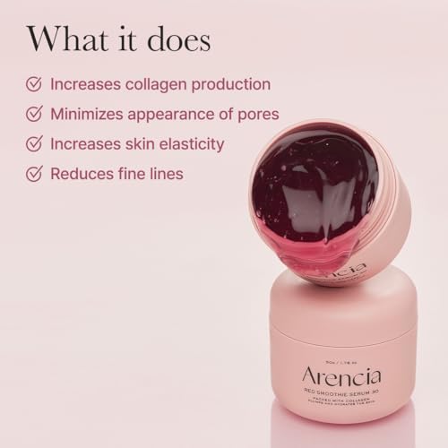 ARENCIA Red Collagen Jello Skin Trio - Poreless Skin Routine [Rosehip Rice Mochi Cleanser + Overnight Glow Mask Serum + Red Smoothie Serum]
