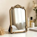 Vintage Small Vanity Mirror with Stand - Gold 12L x 8.5W Antique Table Desk Mirror