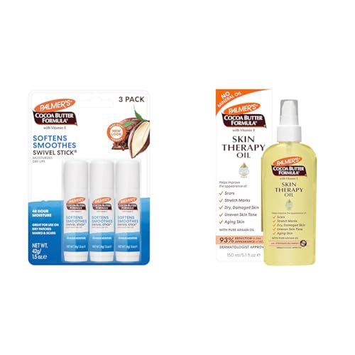 Palmer's Cocoa Butter Formula Moisturizing Swivel Stick with Vitamin E & Cocoa Butter Formula Skin Therapy Moisturizing Body Oil with Vitamin E, 5.1 Ounces
