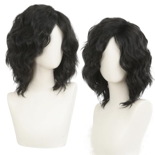 Tseses Black Curly Wigs for Men & Women - Cosplay, Party, Daily Use