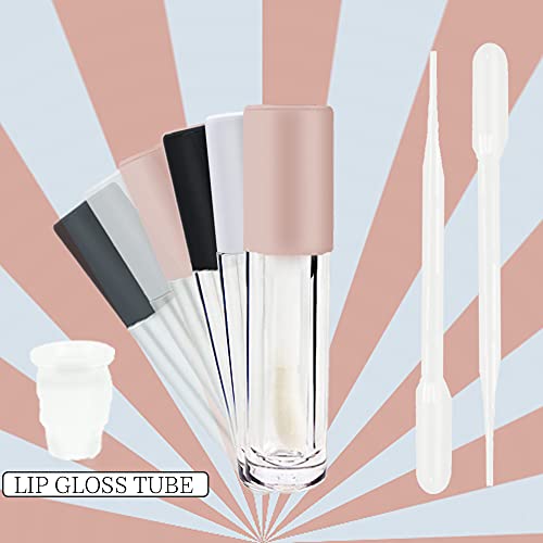 Clear Lip Gloss Tubes with Black Cap, 5ml, 24-Pack - Refillable Cosmetic Containers with Big Doe Foot Wand
