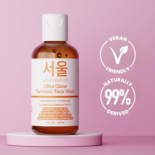 Korean Turmeric Face Wash Brightening & Hydrating Cleanser for Sensitive Skin 4oz