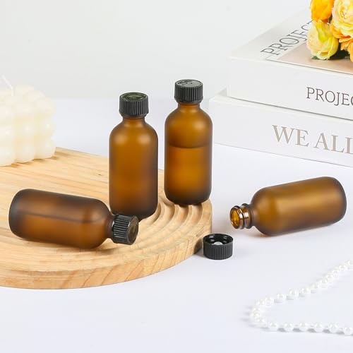 2 oz Glass Bottles with Lids - Leak-Proof Travel Containers for Essential Oils & Liquids