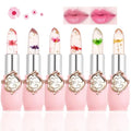 Btspring Clear Flower Jelly Lipstick, 6 Packs Nutritious Moisturizer Lip Balm Temperature Color Change Lipstick Matte Long Lasting Lip Gloss (Pink)