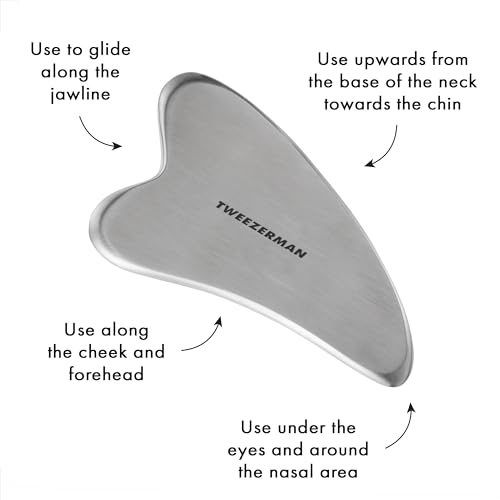 Tweezerman Stainless Steel Gua Sha Facial Massager for Lifting & Depuffing
