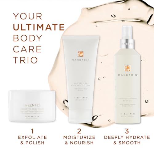 Zents Luminous Cashmere Body Oil (Travel Size - Mandarin Fragrance) | Moisturizing Body Oil with Vitamin E & Organic Coconut Oil | Softens & Smooths Skin | 1 fl oz | TSA Approved