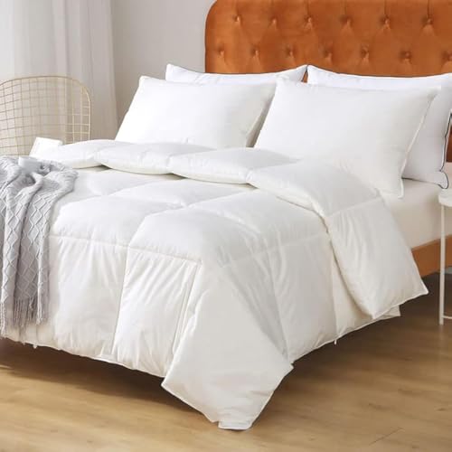 White Queen Medium Weight Down Comforter - All-Season Organic Duvet Insert
