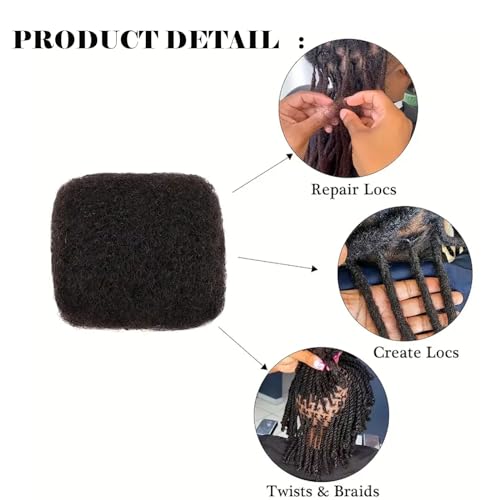 Afro Kinky Human Hair for Dreadlock Extensions 12 Inch 30g Natural Black - 2 Bundles