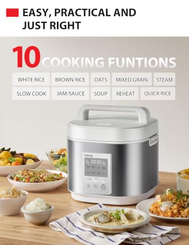 TOSHIBA 10-Cup Heritage Bento Rice Cooker with 9 Functions, Digital Control & 3D Heating