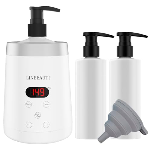 Massage Oil Warmer Bottle Professional Lotion Heater for SPA, Automatic Heated Lotion Cream for Salon, Barber Shops, Home, with Two Oil Bottle Dispenser (White)
