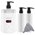 Massage Oil Warmer Bottle Professional Lotion Heater for SPA, Automatic Heated Lotion Cream for Salon, Barber Shops, Home, with Two Oil Bottle Dispenser (White)