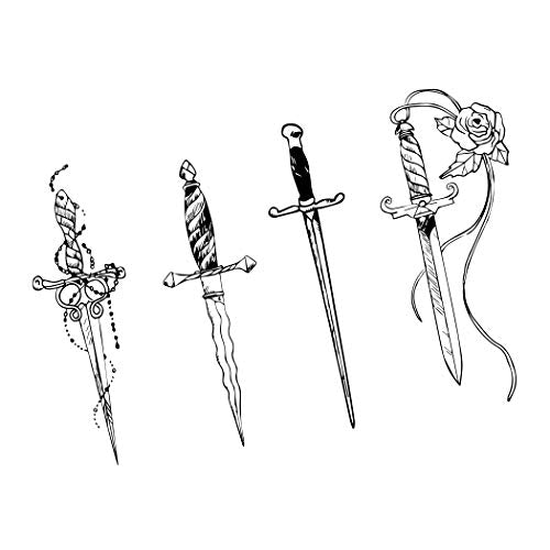 Neva Nude Daggers with Swagger Large Temporary Tattoo Pack | Body Decoration for Festivals, Raves, and More