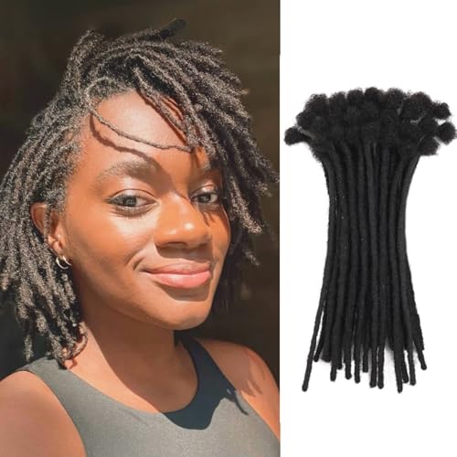Human Hair Dreadlock Extensions 6inch/40 Strands 0.4cm Width Natural Black - Handmade, Dyed & Curled