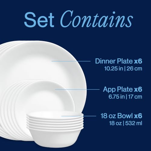 Corelle Vitrelle 18-Piece Dinnerware Set for 6 - Winter Frost White