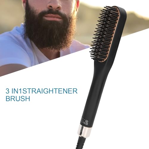 Electric Beard Straightening Comb Multifunctional Beard Straightener Brush Men Hair Styling Tool (US Plug)