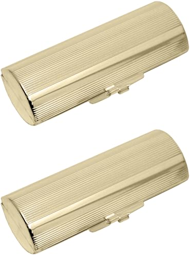Set of 2 Capsule Lipstick Cases - Gold Ridges, Chrome Plated Stainless Steel