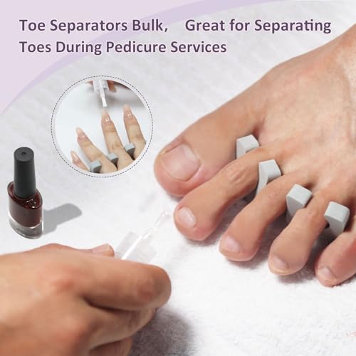 Tewloss Grey 600 Pcs Toe Separators for Pedicure & Nail Art, Soft Foam Finger Spacers