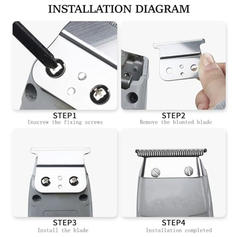 2 Pack Replacement T-Blades Compatible with Andis T-Outliners GTO,GO and SLS Trimmers,Silver