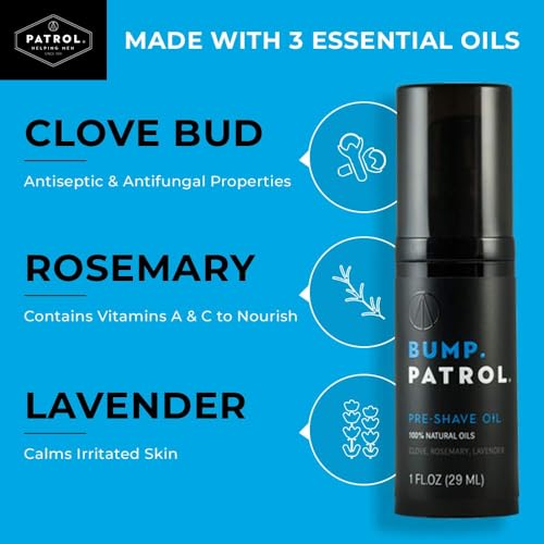 Bump Patrol Pre Shave Oil for Men with Natural Essential Oils ? Smooth Razor Glide, Face and Head Shaving Prep, Lightweight Travel Size Pre Shave for Men - 1 oz (Pack of 4)