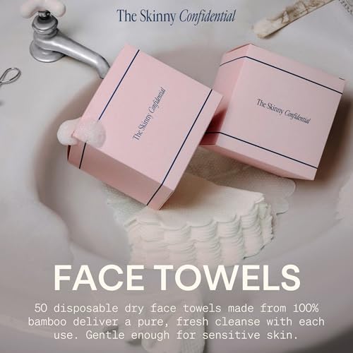 Disposable Face Towels for Sensitive Skin - Bamboo, 50 Count