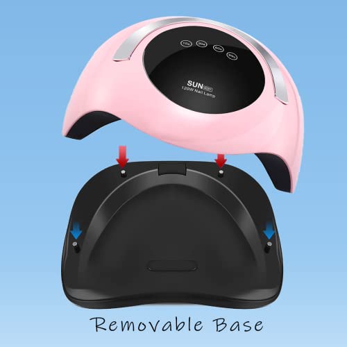 W&H UV LED Nail Lamp, 120W Faster Gel Nail Dryer Professional Curing Lamp for Fingernail and Toenail Nail Gel Polish Machine with 4 Timer Setting Touch Screen £¨Sun BQ5T£© (Pink)