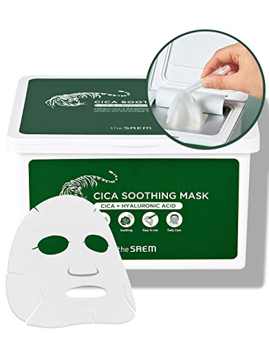 THESAEM Cica Soothing Face Mask Sheets 30 Pack - Hydrating & Calming Korean Skincare