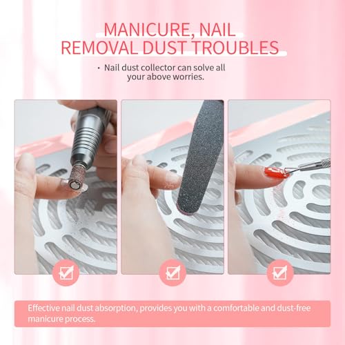 SAVILAND Pink Nail Dust Collector with Lamp 40W Vacuum for Salon & Home Use