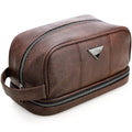 Emissary Leather Travel Toiletry Bag for Men - Brown Waterproof Dopp Kit
