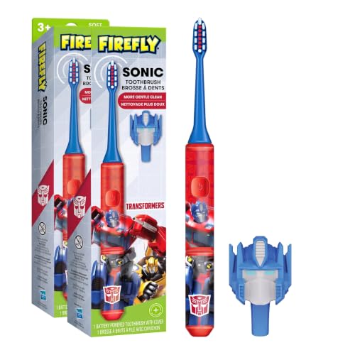 Firefly Transformers Sonic Toothbrush Set with 3D Cover for Kids Ages 3+ (Pack of 2)