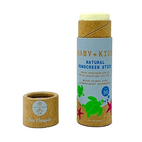 Raw Elements Baby + Kids SPF 30 Organic Sunscreen Zero-Waste Bundle with Lotion Tin 3oz, Lotion Stick 1oz and Hemp Drawstring Bag