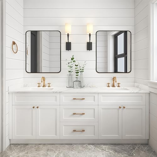 Rectangle Bathroom Mirror 36"L x 30"W Black Framed Vanity Mirror - Matte Black Variation