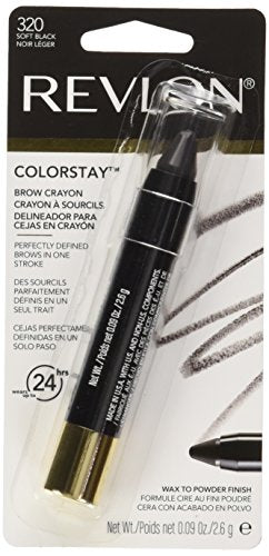 Revlon ColorStay Brow Crayon Soft Black - Longwear Eyebrow Pencil with Buildable Color