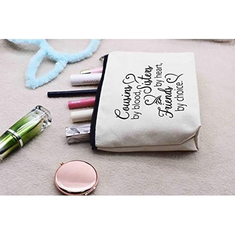 LIBIHUA-Makeup Bag Cosmetic Bag Birthday Graduation Wedding Christmas Gifts for Cousin Women Girls Her Cousins by Blood Sisters by Heart