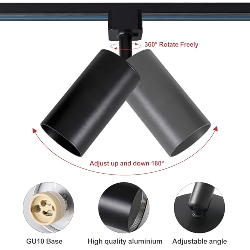 Black 6-Light LED Track Lighting Kit with 6.6ft H Track Rails & Canopy Connector