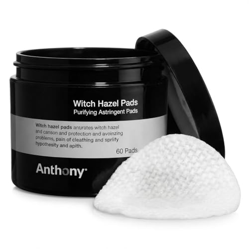 Anthony Witch Hazel Pore Cleansing Pads - 60 Count Pack of 1, Exfoliating Cotton Pads for Face & Blemish Control