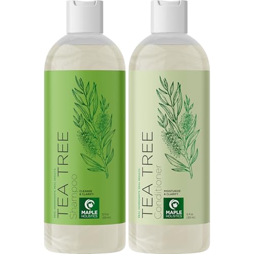 Maple Holistics Tea Tree Oil Shampoo & Conditioner Set 12 Fl Oz Pack of 2 - Sulfate-Free Clarifying Hair Care for Oily & Dry Scalp