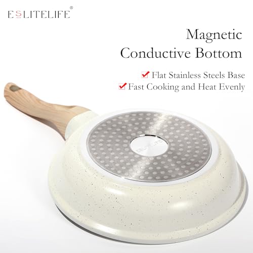 ESLITE LIFE Nonstick Ceramic Frying Pans Skillets Set with Lids,