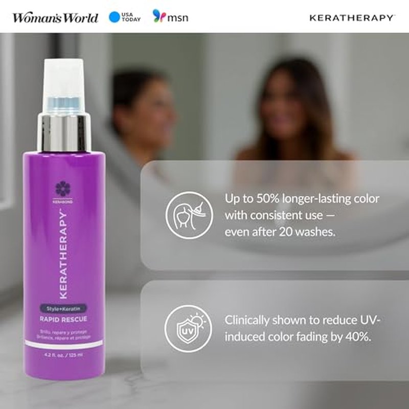 KERATHERAPY Keratin Infused Rapid Rescue Shining Shine Spray for Thermal Hair Protection, 4.2 fl. oz., 125 ml - Hair Breakage Repair Spray with Coffee Extract, Sunflower, Macadamia Oil, & Pearl Powder