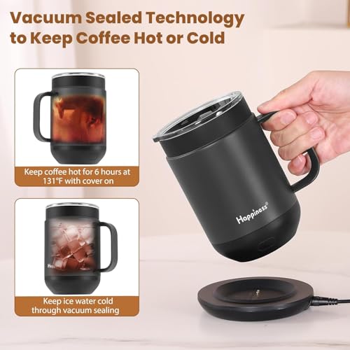 Happiness 16oz Self-Heating Coffee Mug with Temperature Control - Black