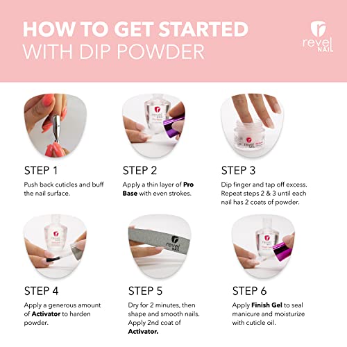 Revel Nail Dip Powder - Pink Powder Dip Nail Polish, Chip Resistant Dip Nail Powder with Vitamin E and Calcium, DIY Manicure, 4-Pack