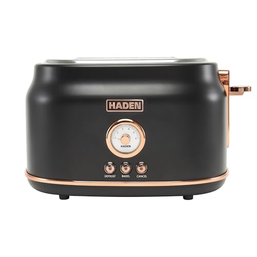 Haden Dorset 2-Slice Wide-Slot Toaster Black & Copper - Adjustable Browning